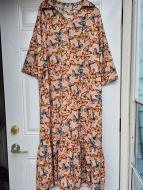 Flowy Butterfly Girlhoodcore Y2K Summer Maxi Soft Grunge Shift Dress XL